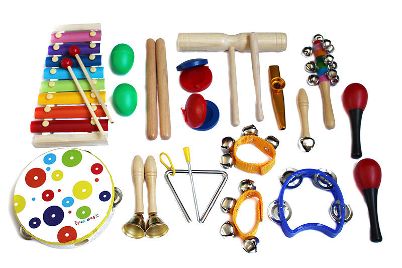 19 Pcs Kids Percussion Instrument Set Early Education Wooden Musical Teaching Suit