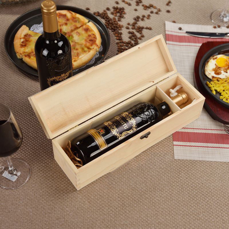 Single Bottle Wood Wine Box Carrier Crate Case Best Gift Decor