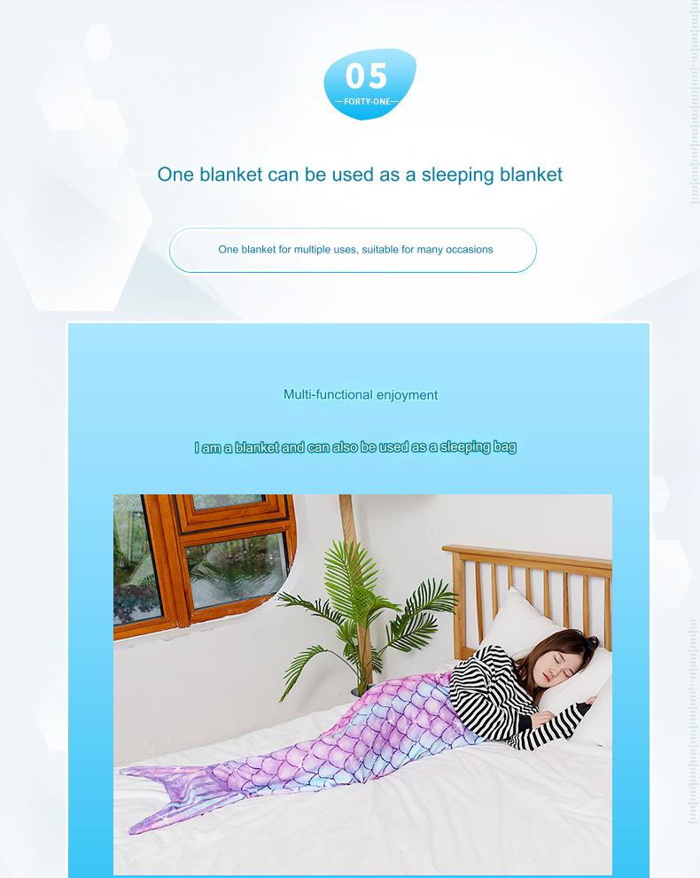 Flannel Mermaid Blanket Sleeping Blanket For Adult Children Universal Mermaid Tail