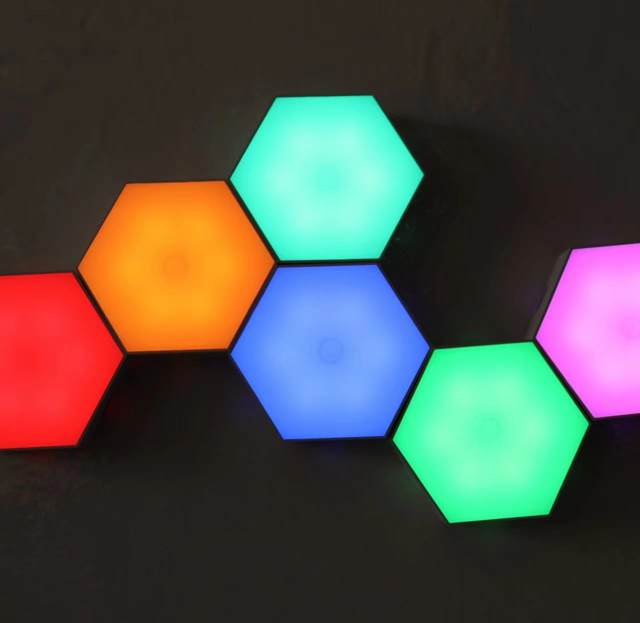 LED Hexagonal Desk Light Honeycomb Module LED Night Light Creative RGB Home Decor Quantum Wall Lamp