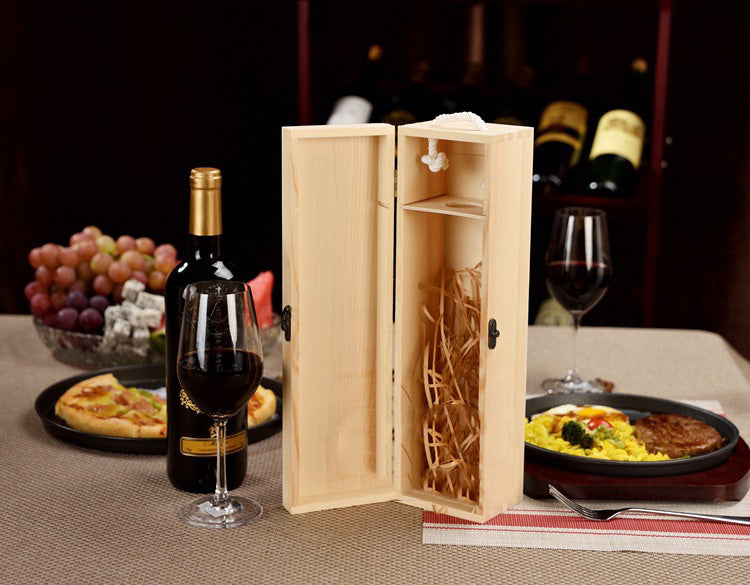 Single Bottle Wood Wine Box Carrier Crate Case Best Gift Decor