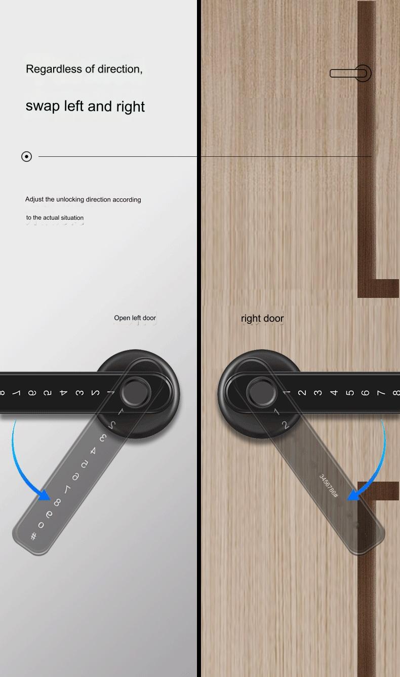Smart Door Lock Remote Unlock Fingerprint Handle Lock HDB Password Door Lock Smart Door Knob Lock Apartment Bedroom