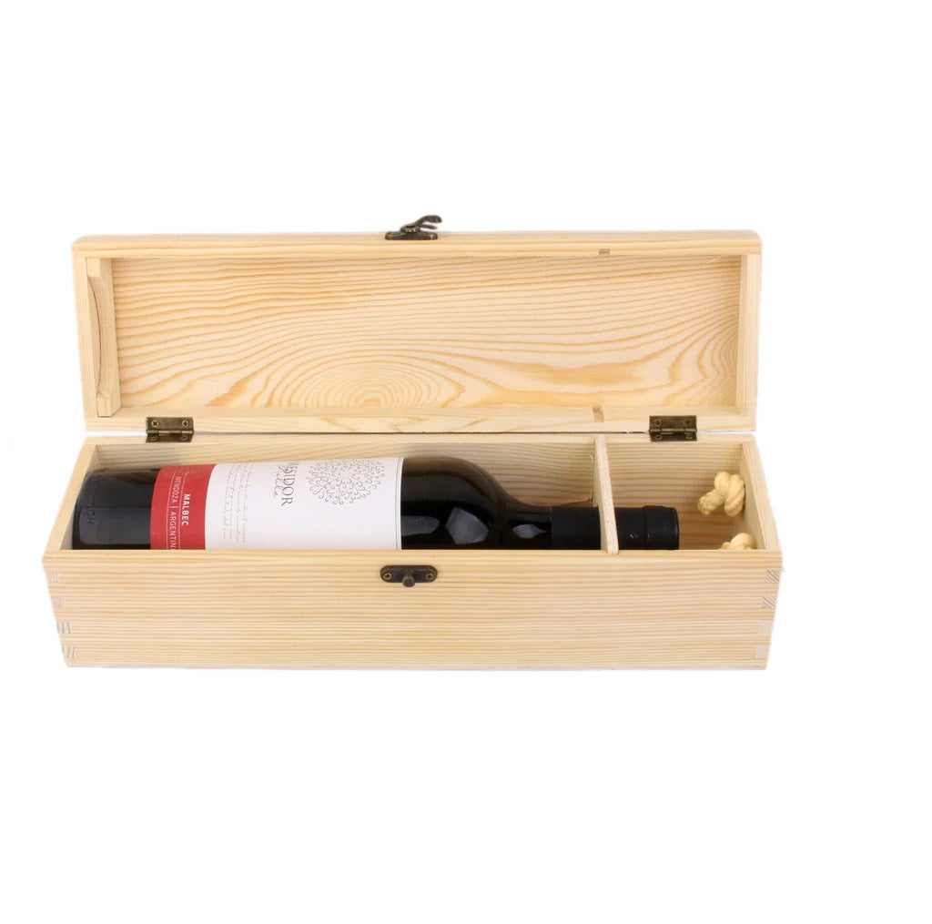 Single Bottle Wood Wine Box Carrier Crate Case Best Gift Decor