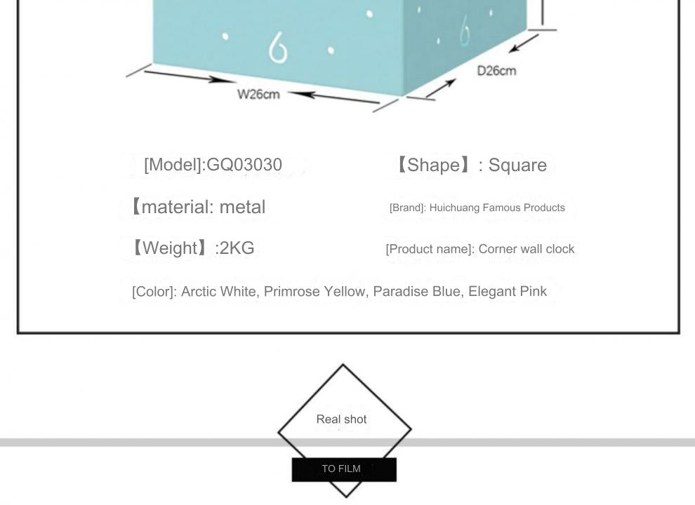 Ins Wind Corner Clock Double-Sided Wall Clock Living Room Creative Simple Modern Two-Sided Wall Clock Free Hole Fashion