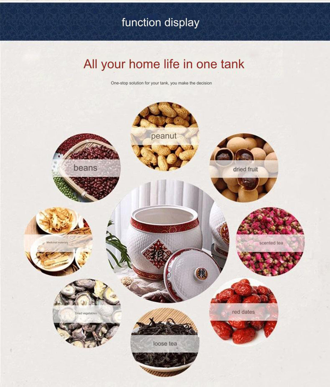 ceramic rice jar household kitchen with lid rice bucket sealed jar storage jar moisture-proof and insect-proof rice jar