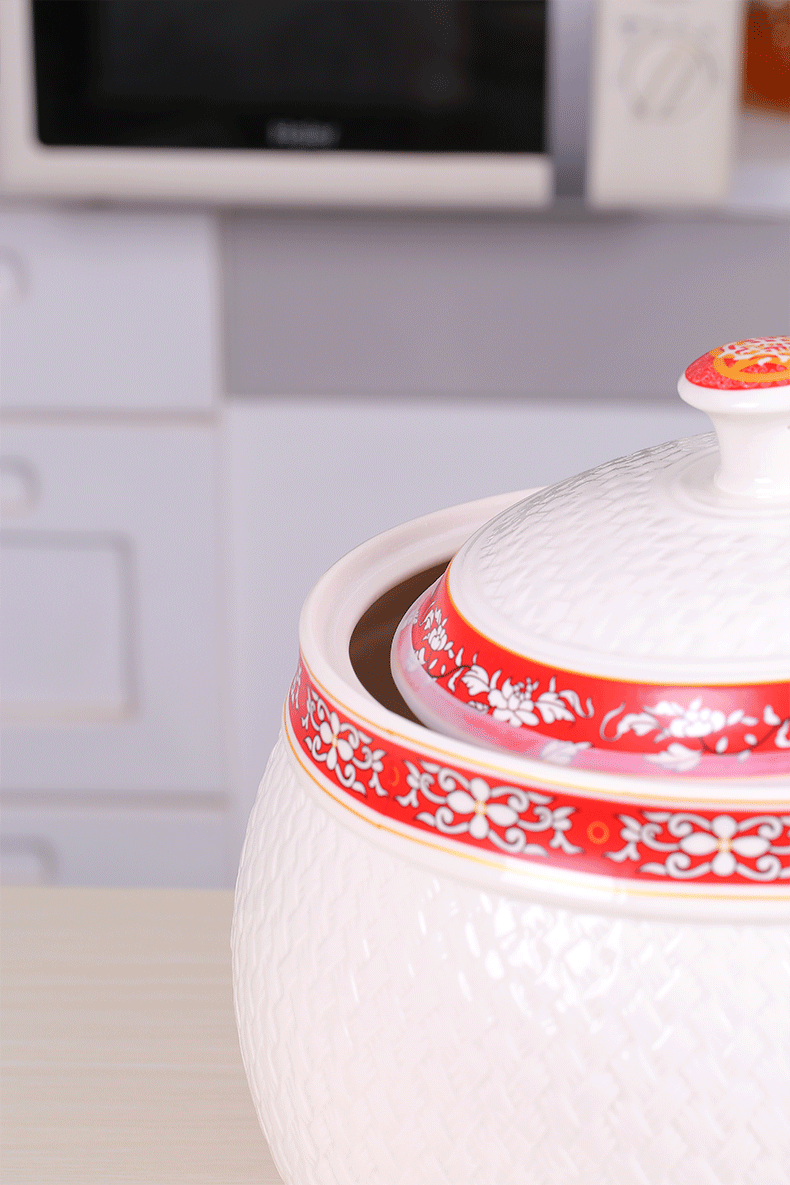 ceramic rice jar household kitchen with lid rice bucket sealed jar storage jar moisture-proof and insect-proof rice jar