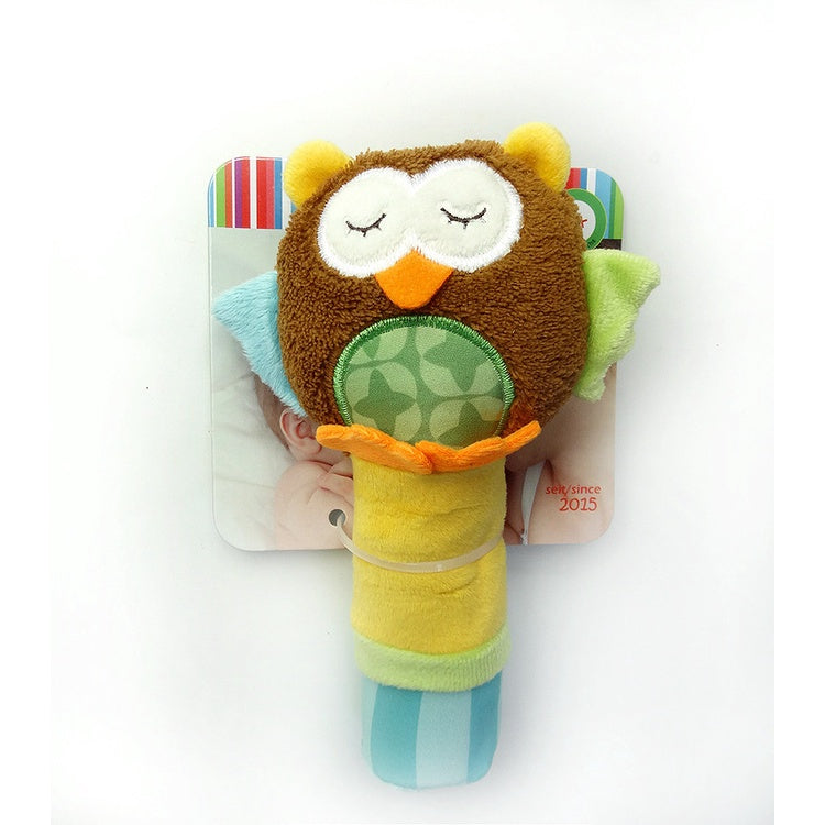 Baby Soft Toy Stick Rattle Squeezing Sound Rattling Squeeze Hand Infant Animal Cartoon Grip