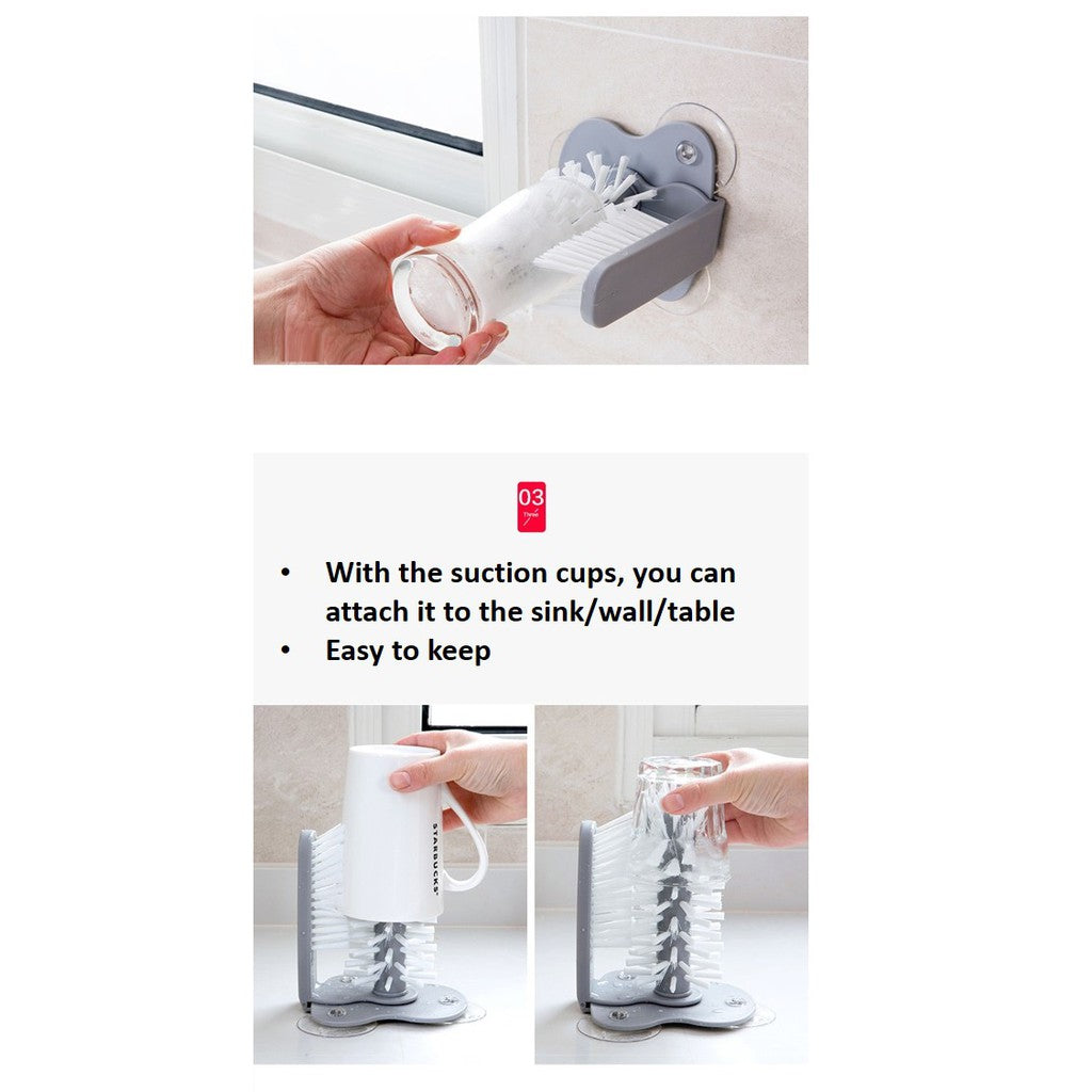 Copy of Cup Brush Washer with Suction Base Bristle Brush Glass Bottle