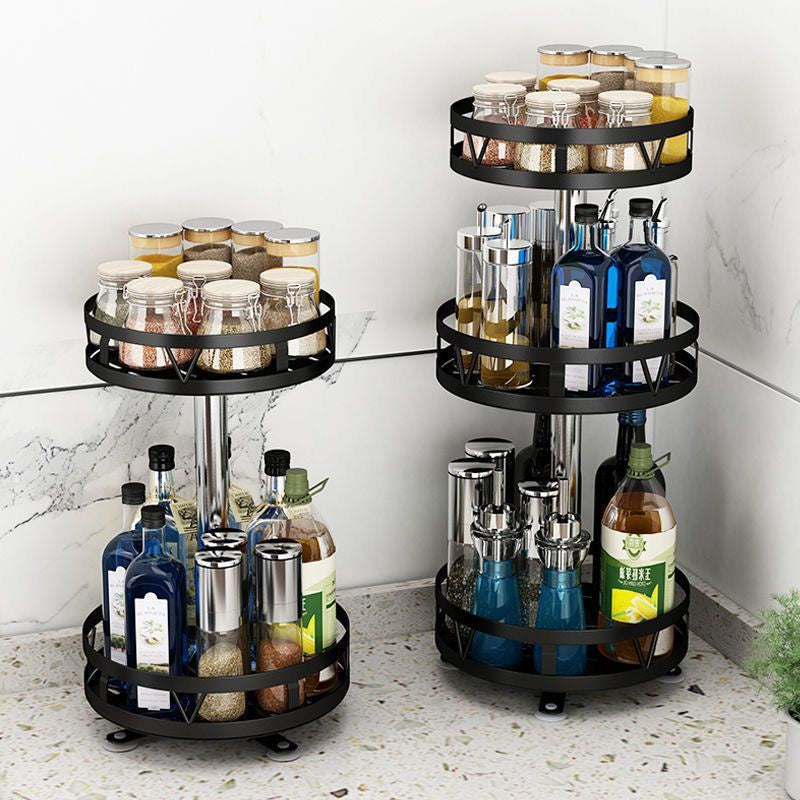 Rotating Spice Rack Kitchen Spin Storage Shelf Multifunction Seasoning Storage Condiments Organizer High Quality Metal