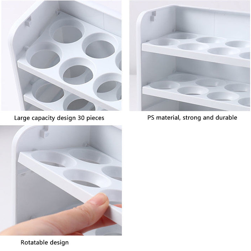 Three Layers Creative Flip Egg Storage Box Fridge Organizer Container Household Kitchen Fresh Rack Can Store 30 Egg