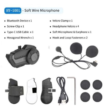 1Pcs Motorcycle FM Radio Helmet Intercom Headset 800M HY-1001 Talking Bluetooth 5.0 Headset with Microphone Waterproof