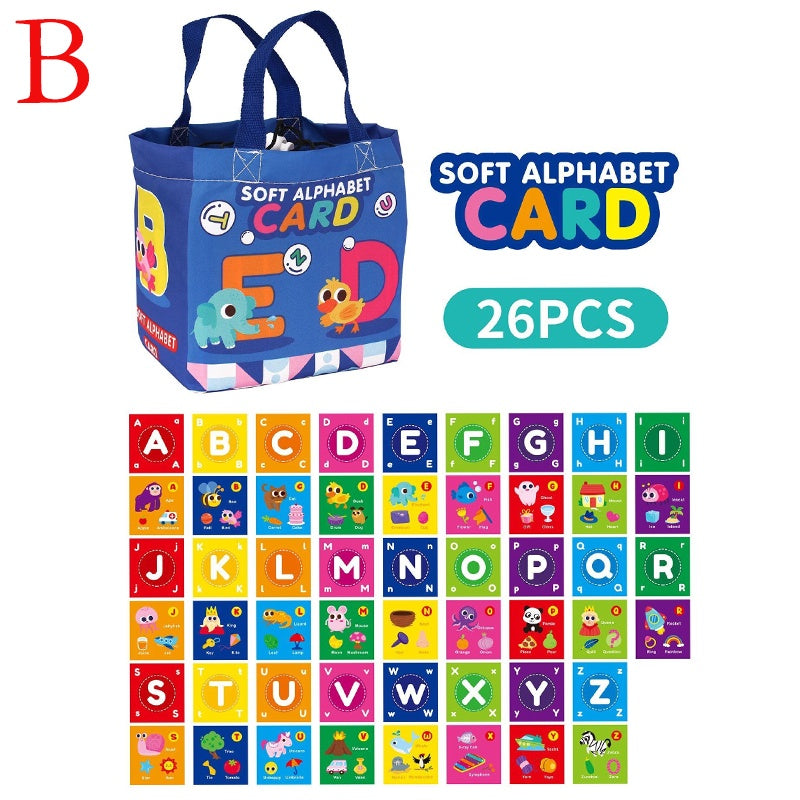 26pcs Double-sided Cloth Cards with Cloth Storage Bag Soft Flash Card Toy Baby Early Education Enlightenment Toys Gift