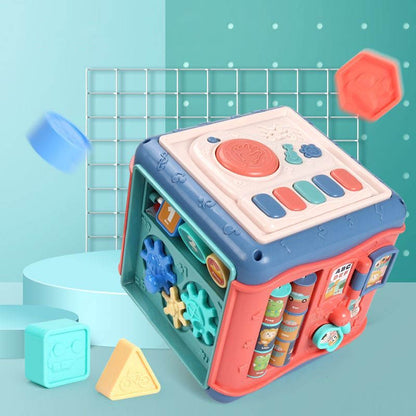 Montessori Baby Musician Activity Music Toy Hexahedron Puzzle Cube Six-sided Box Shape Match Educational Learning Toys