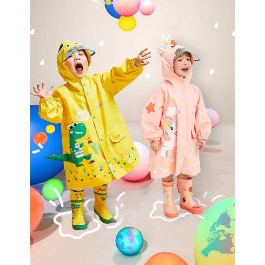 Children Raincoat For Boys Girls Primary School Kindergarten Rainwear Dinosaur Unicorn Raincoat Only