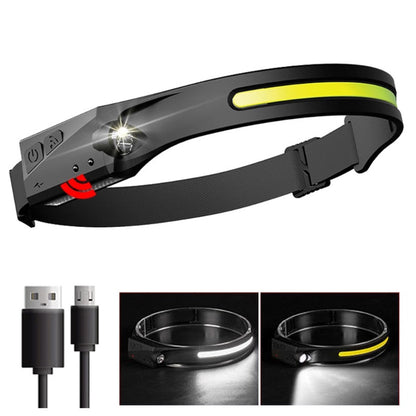 USB Charging Wave Induction Outdoor Riding Cob Headlight Led Glaring Headlamp Fishing Night Light Head Torch 5 Lightmode