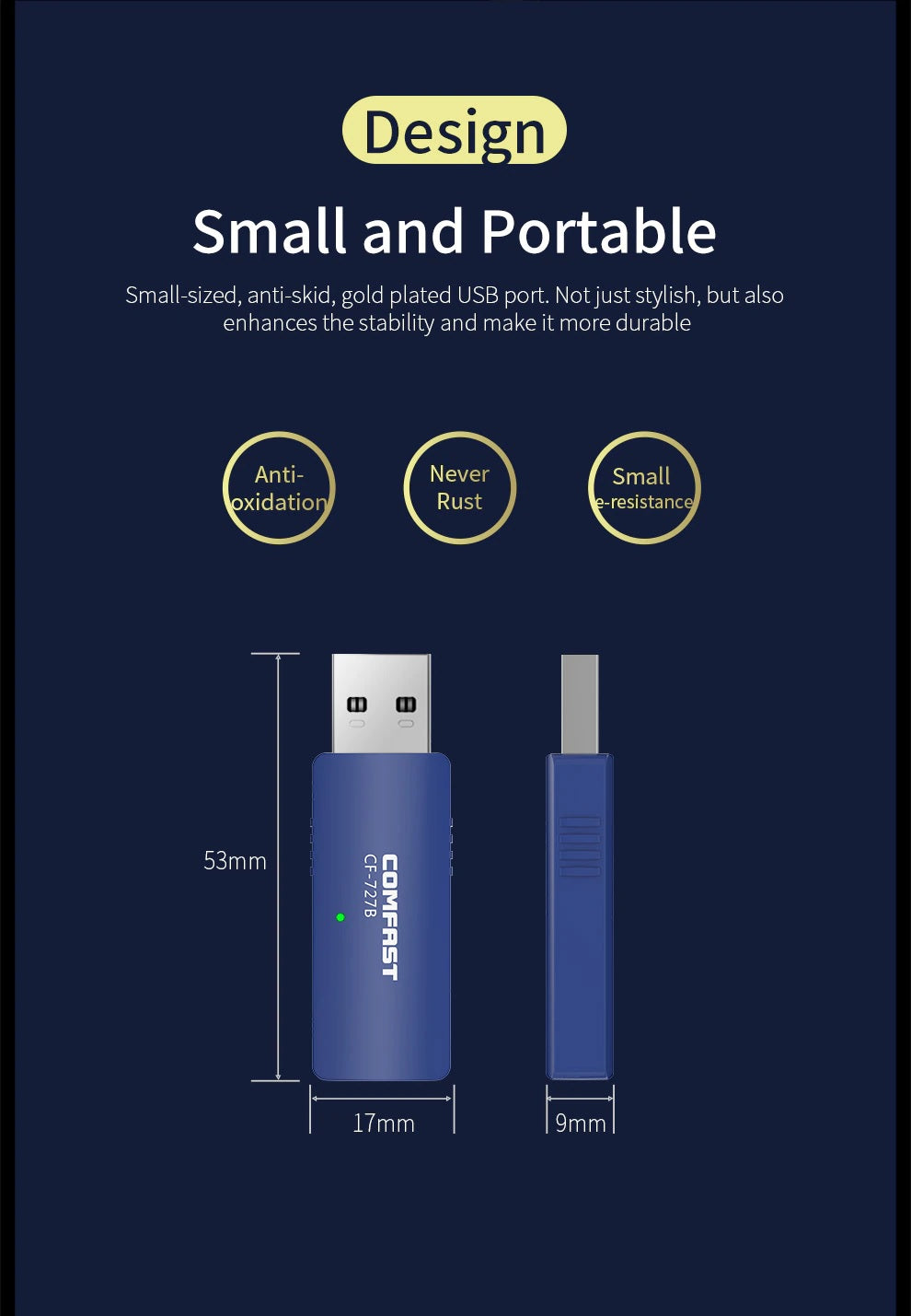 COMFAST 1300Mbps Bluetooth+WiFi USB Wireless WiFi Adapter Receiver Dual Band 2.4G/5G CF-727B