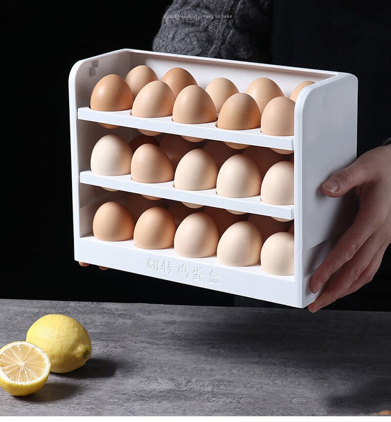 Three Layers Creative Flip Egg Storage Box Fridge Organizer Container Household Kitchen Fresh Rack Can Store 30 Egg