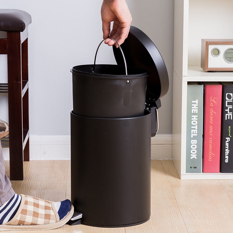 Copy of Round Metal Step Pedal Dustbin Trash Can With Lid Circular Silent Pedal Rubbish Bin Storage Cleaning Step