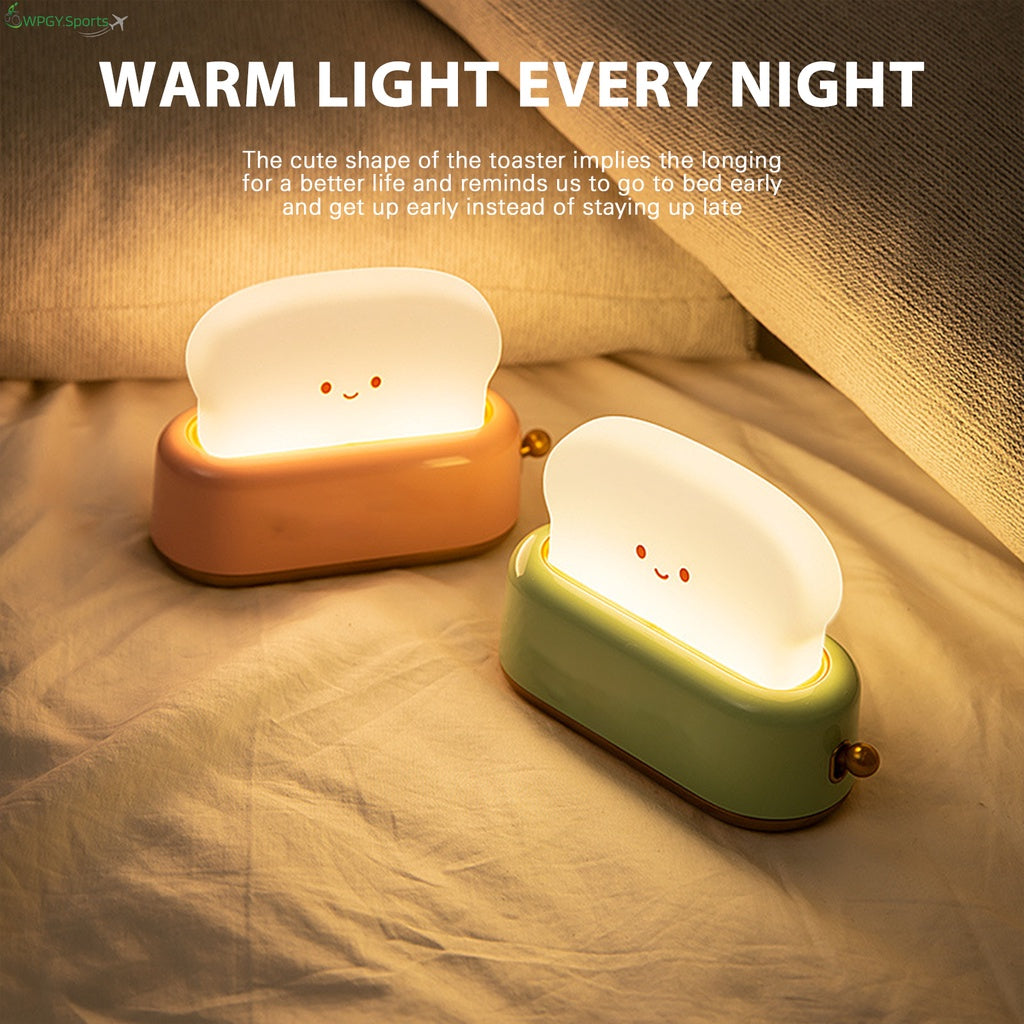 Creative Toast Night Light USB Rechargeable Timing LED Cute Sleep Lamp Household Decorative Lamp for Home Bedroom Table