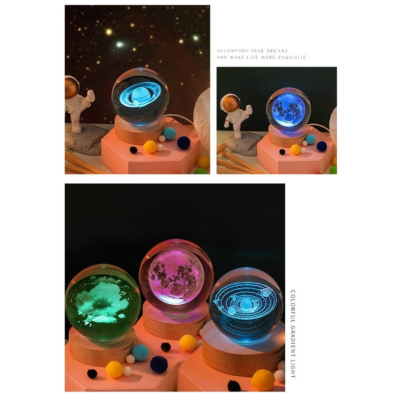 Creative Universe Galaxy Luminous Crystal Ball Night Light Bedroom Desktop Decoration Valentine's Day Gift Birthday