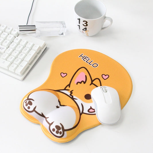 Ergonomic Gel Mouse Pad with Wrist Rest Support Pad Gaming Mouse Pad with Milk Cloth Cute Corgi Dog Soft Comfortable Pad