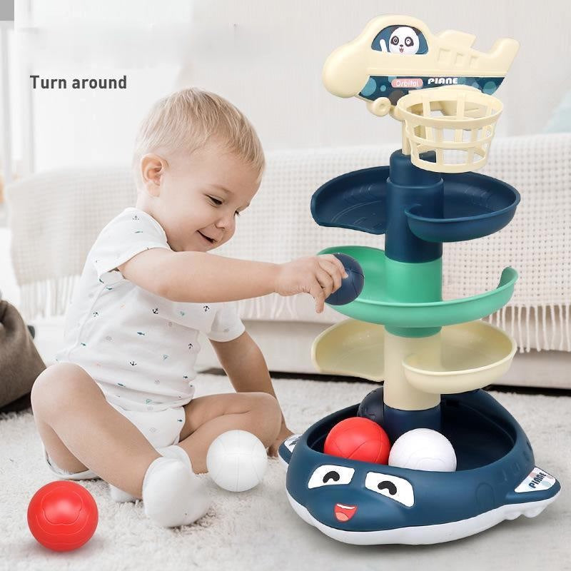 Children Rolling Ball Tower With Light Music Baby Building Block Slot Track Toy Toddler Educational Toy