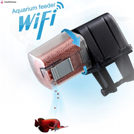 Automatic Fish Feeder WiFi Programmable Smart Device Easy Install App Controlled MicroUSB power Fish Tank Food Dispenser
