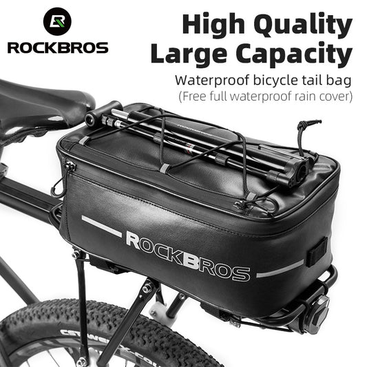 ROCKBROS Bike Bag Waterproof Cycling Travel Trunk Bag Seat Saddle Pannier MTB Electric Bicycle Reflective Luggage Carrier