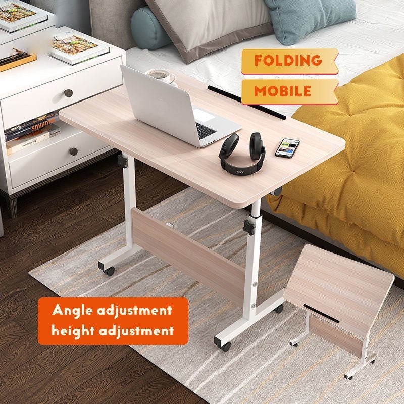 Folding Side Table Mobile Laptop Table Computer Study Desk Adjustable Study Desk With Wheels Foldable Bedside Table