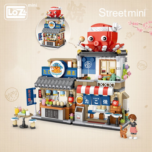LOZ Mini Blocks Building Educational Block Toys for Kid Gift Bricks 1218/1219 Octopus Takoyaki Japanese Restaurant