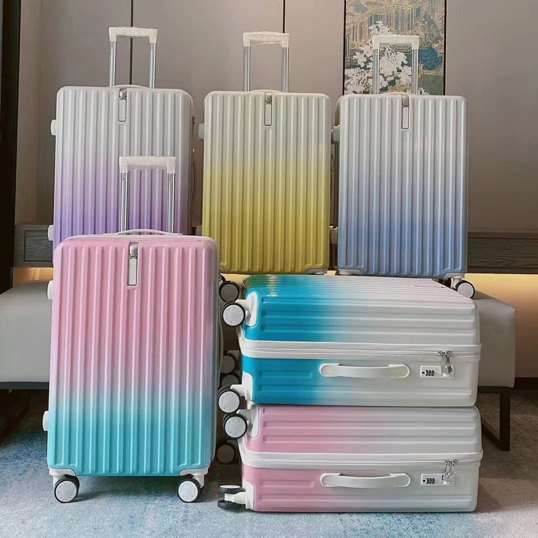 New gradient color luggage high value trolley case for men and women large-capacity student password luggage