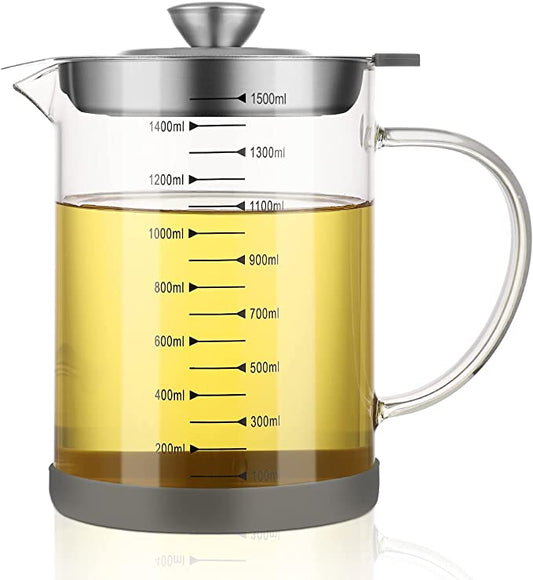 Grease Container with Strainer - ZDZDZ Large Capacity Frying Oil Storage Can with Lid, Oil Bottle with Filter for Cooking and Kitchen