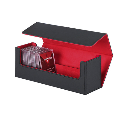MTG Desk Box 400 Card Desk Box Card Storage Box Deck Box PU Leather Deck Box for Trading Card Games (Black+Red)