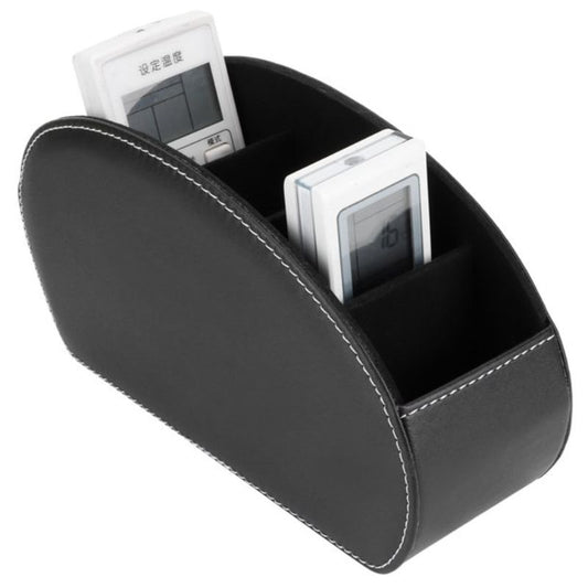 PU Leather Remote Control Holder with 5 Compartments Remote Organizer for TV Remote, DVD, Controllers - Media Accessory