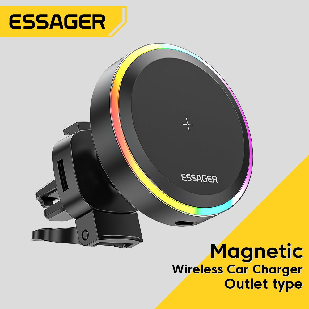 Essager Magnetic Wireless Car Charger Mount Compatible with iP 13 13 Pro Max Fast Charging Wireless Charger Car Holder