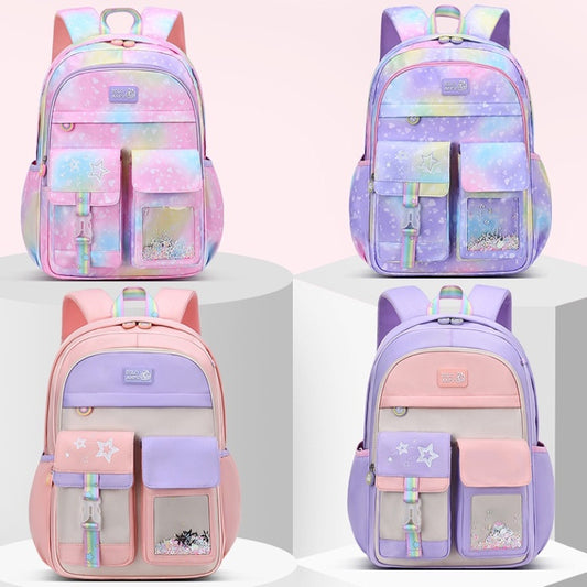 Elementary School Bag Cute Female Ridge Protection Gradient Backpack Waterproof Children's Backpack Bags For Kids School
