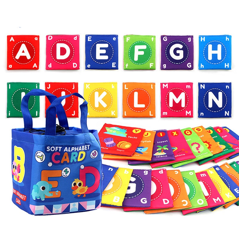 26pcs Double-sided Cloth Cards with Cloth Storage Bag Soft Flash Card Toy Baby Early Education Enlightenment Toys Gift