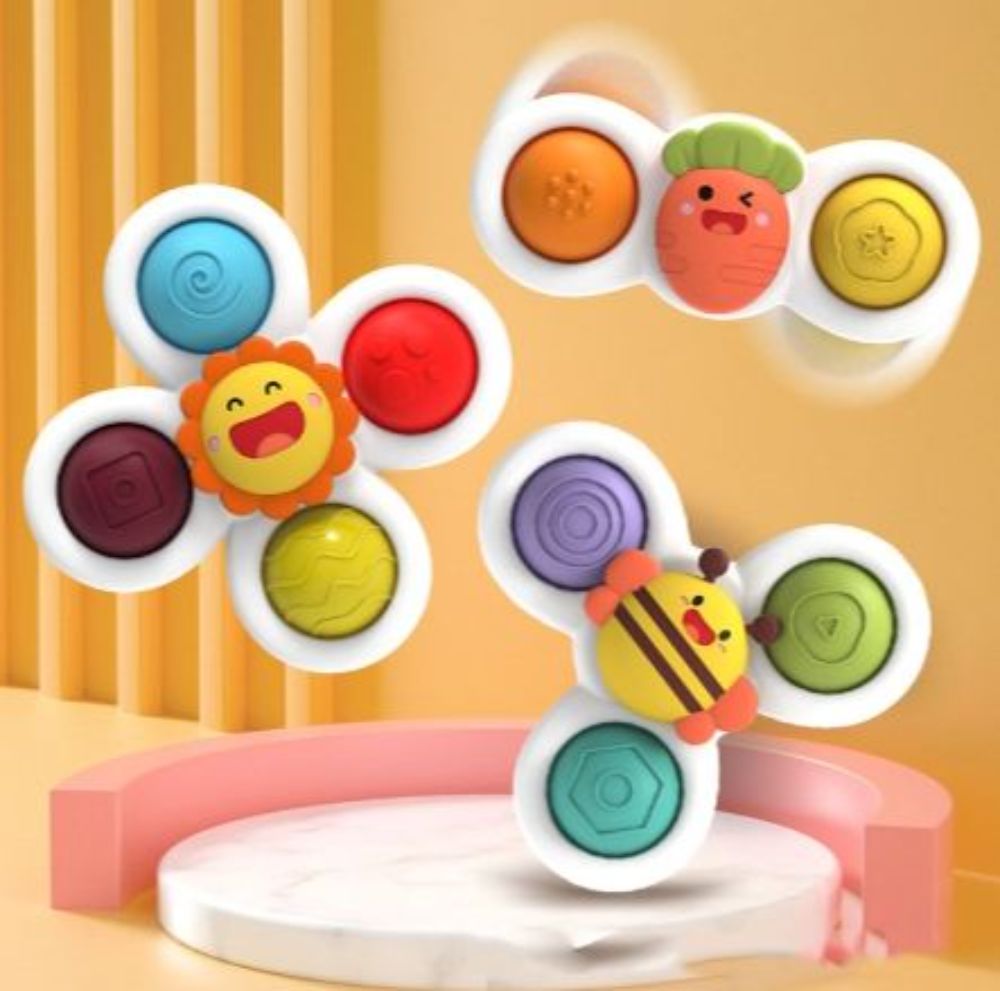 New Baby Pop It Bath Toy Fat Brain Rotating Flower Dining Table Sensory Toys Fidget Spinner Bring Joy To Baby Bathing