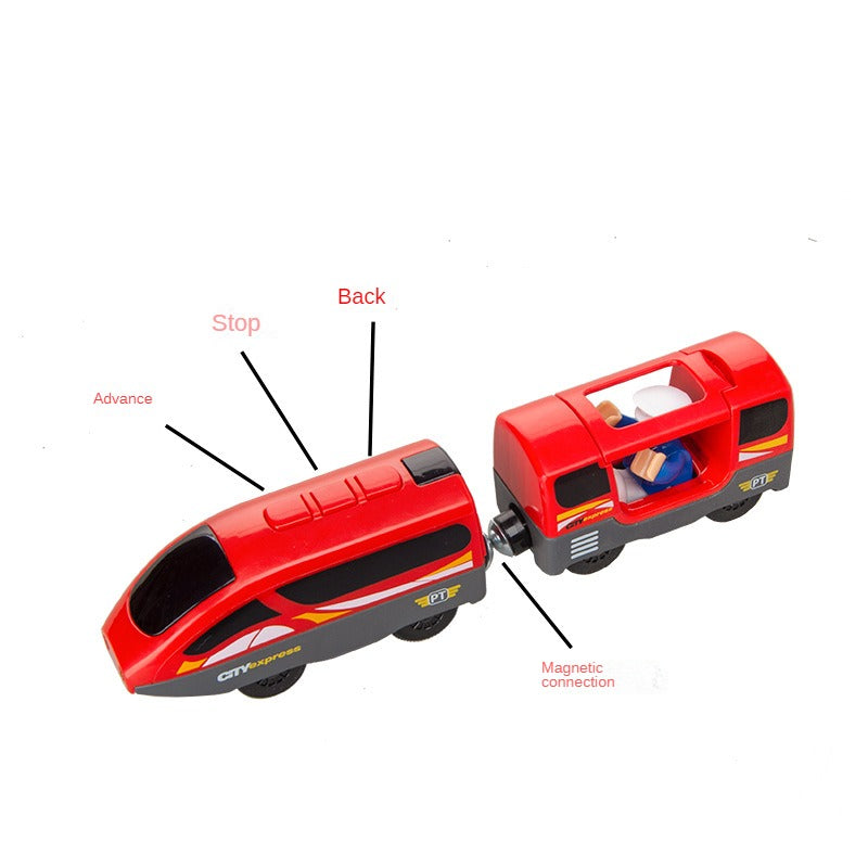 Battery Operated Action Locomotive Train (Magnetic Connection)- Powerful Engine Bullet Train Set Fits Most Wooden Tracks