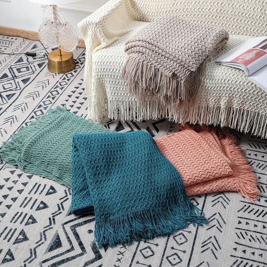 Home Sofa Knitted Blanket Comfortable Blanket Korean Style Throw Soft Blanket Nordic Home Office Blanket