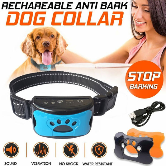 Dog Training Adjustable Sound Vibration Auto Sensing 7 Level Anti Bark Collar Smart Sensor And Long Lasting For Dogs
