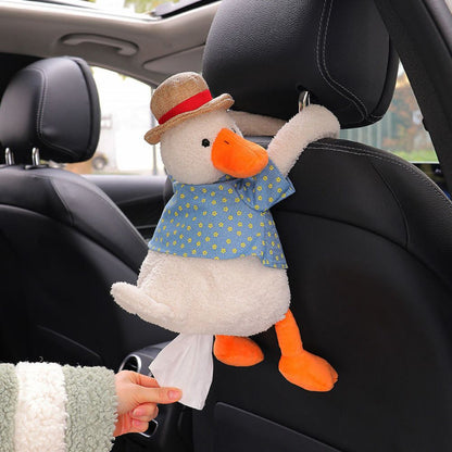 Lovely Duck Tissue Box Cute Paper Napkin Case Car Tissue Bag Creative Car Hanging Cartoon Napkin Holder Multi-function