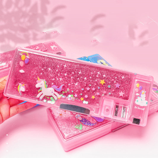 Quicksand Stationery Box Girls Primary School Princess Cute Children Pencil Box Girls Kids School Organizing Pencil Case