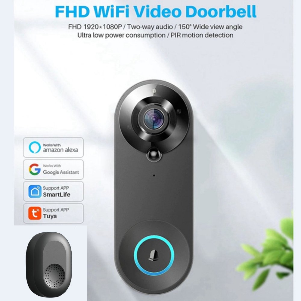 Tuya Smart Video Doorbell Camera 1080P WiFi Video Intercom Door Bell Camera Two-Way Audio Works With Alexa Echo Home Cam