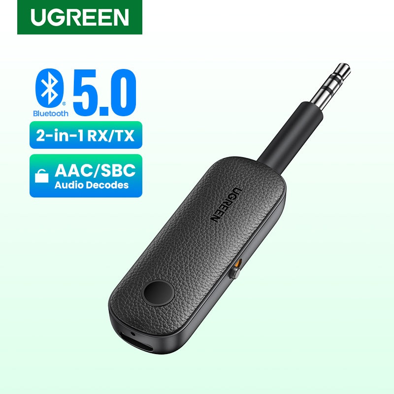 UGREEN 2-in-1 Bluetooth Transmitter Receiver Bluetooth 5.0 Wireless 3.5mm Adapter Low Latency for Car/PC/Smartphone/Tablet