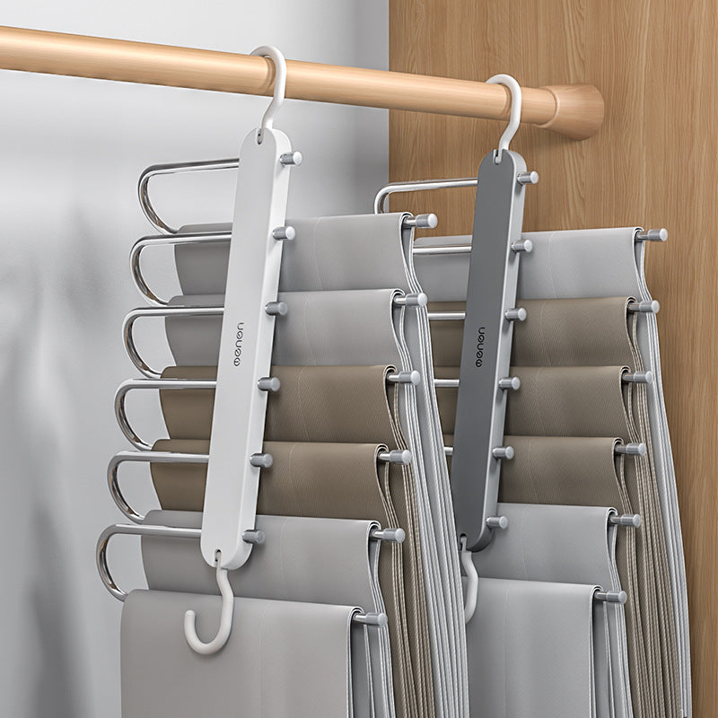 Folding Pants Rack Multifunctional Multi-Layer Hanger Household Magic Seamless Clip Wardrobe Storage Handy Tool Clothing