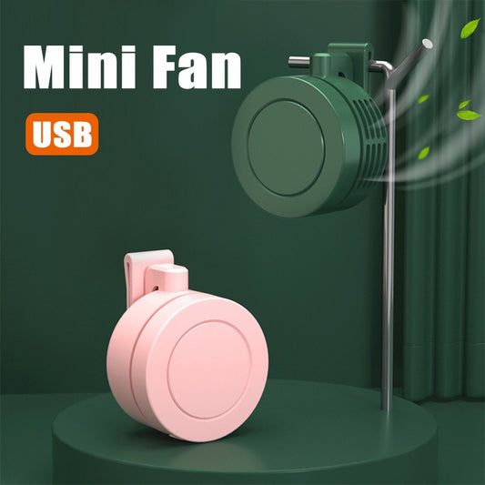 3 Colors Wearable USB Mini Fan Portable Mute Three Gears Wind Fans Adjustable Bladeless Clip-on Air Cooler 360 ° Adjust