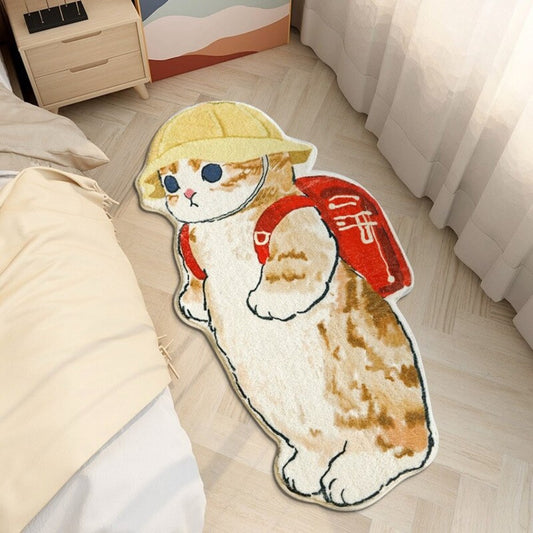 Cartoon Kawaii Cat Carpet Rug Thick Plush Shaggy Fluffy Bedside Carpet Floor Mat Doormat Cute Kid Girl Home Decoration