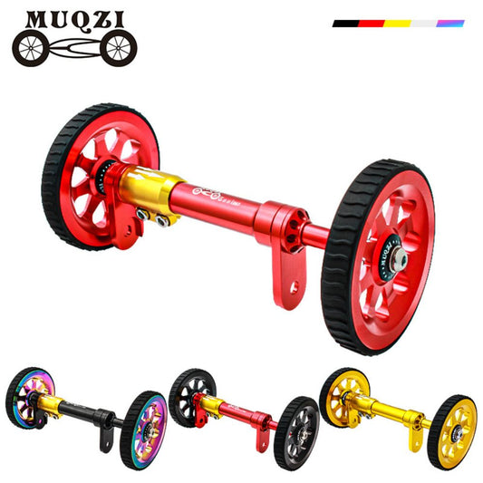 MUQZI For Brompton Extension Bar Ceramic Bearing Easy Wheel Folding Bike Heightening Telescopic Rod Easy Wheel Extension