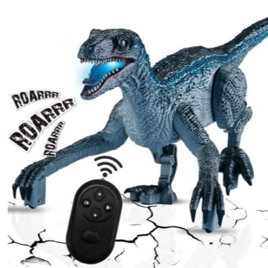 Remote Control Dinosaur Toys for Kids, Electronic Realistic Velociraptor RC Dinosaur Walking Pets Robot Dino With Lights